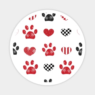 Paw print made of snowflake and hearts Magnet